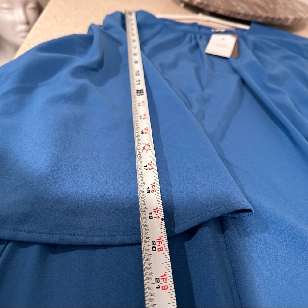 J. Jill x Christian Siriano Flared-Sleeve Dress Blue Sea XL Draped Feminine NWT - Picture 7 of 15